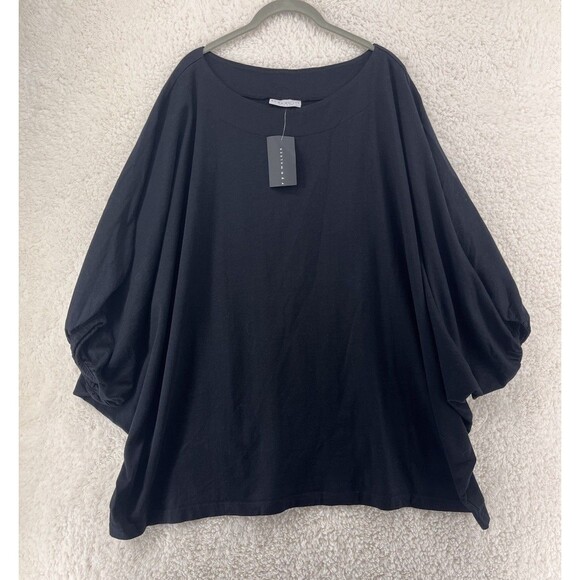 Bryan Walker Women’s 2X Wilder Dolman Elbow Sleeve Tunic Top Black Lagenlook - Picture 1 of 9